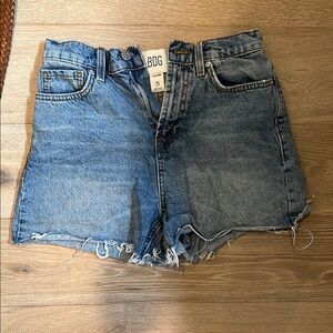 BDG Blue Jean Shorts High-Waisted Raw Hem A Line